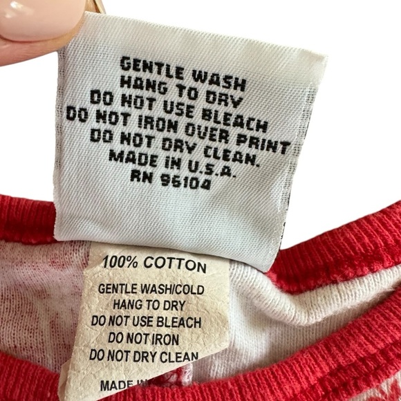 Vintage Mis Tee V-Us Red White Floral Top Tee Short Sleeve 5/6 USA - Picture 5 of 7